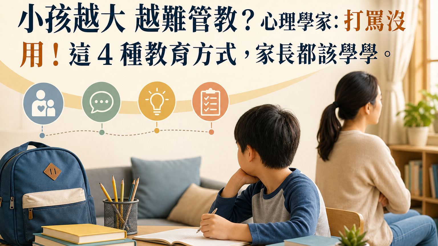 小孩越大 越難管教？心理學家：打罵沒用！這 4 種教育方式，家長都該學學。