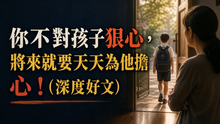 你不對孩子狠心， 將來就要天天為他擔心！(深度好文)