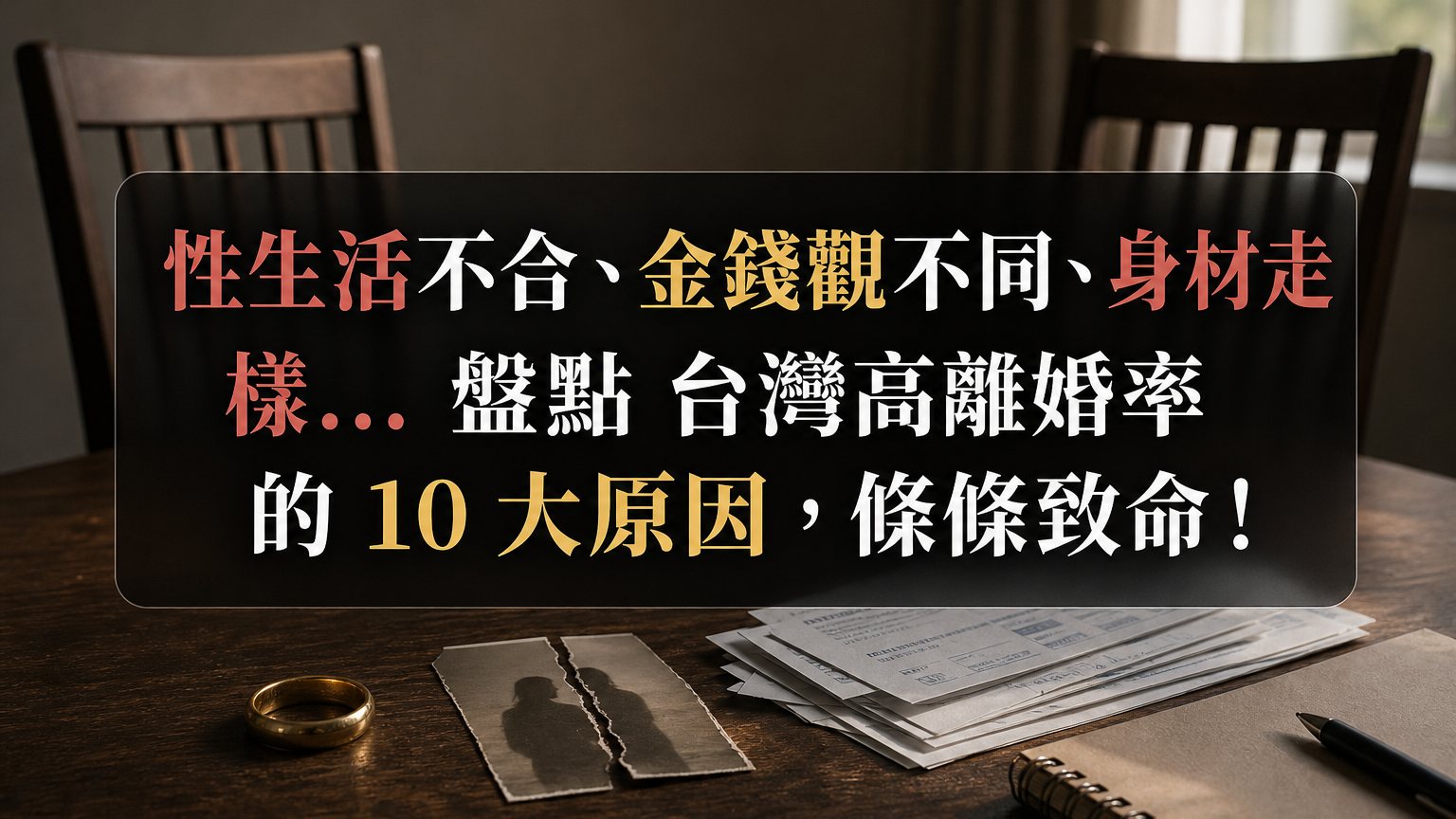性生活不合、金錢觀不同、身材走樣… 盤點 台灣高離婚率 的 10 大原因，條條致命！