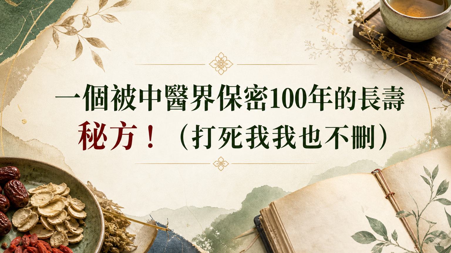 一個被中醫界保密100年的長壽秘方！ （打死我我也不刪）
