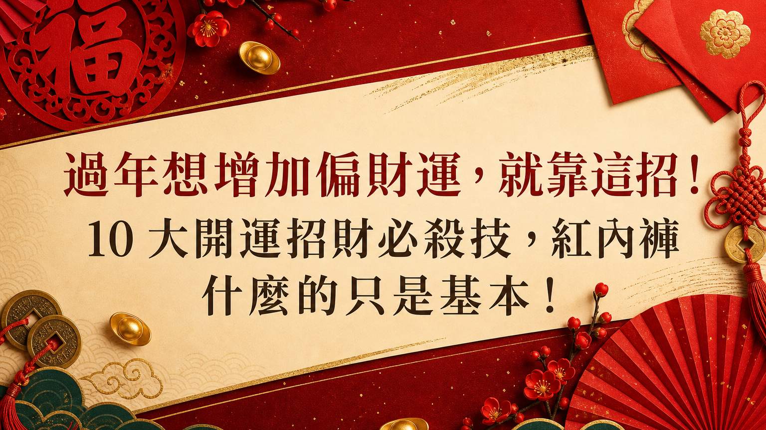 過年想增加偏財運，就靠這招！ 10 大開運招財必殺技，紅內褲什麼的只是基本！