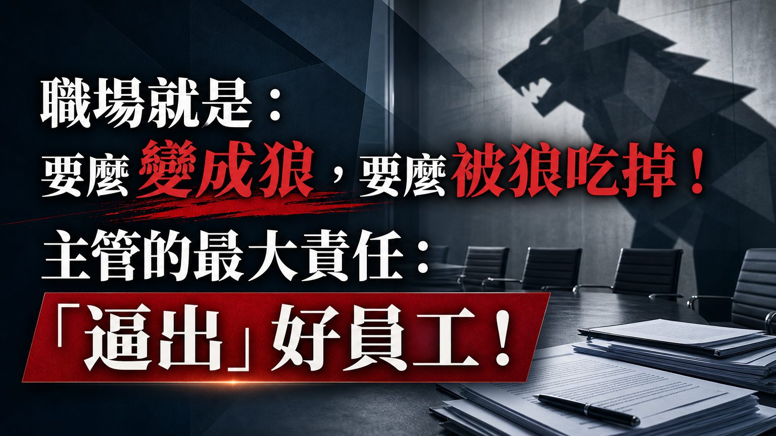 職場就是：要麼變成狼，要麼被狼吃掉！ 主管的最大責任：「逼出」好員工！