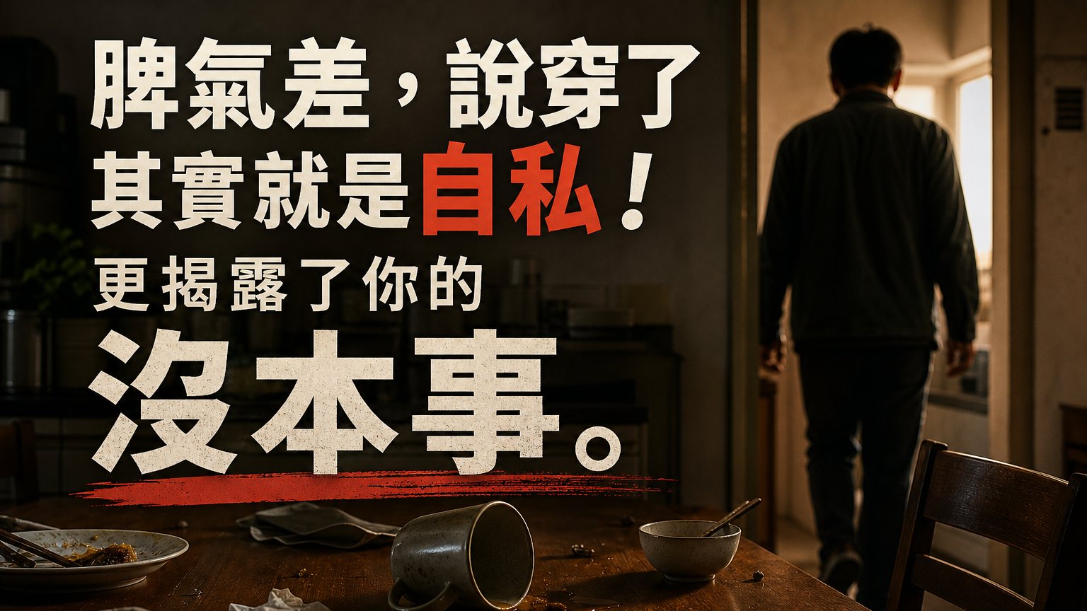 脾氣差，說穿了 其實就是自私！更揭露了你的 沒本事。
