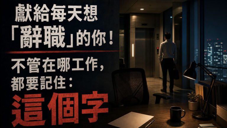 獻給每天想「辭職」的你！不管在哪工作，都要記住：這個字