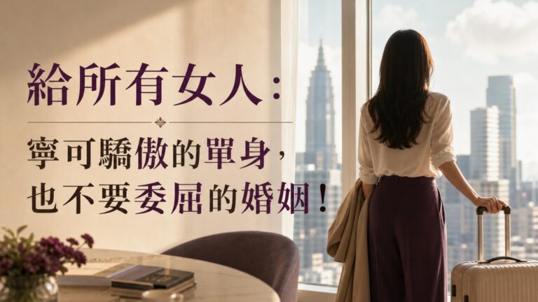 給所有女人：寧可驕傲的單身，也不要委屈的婚姻！