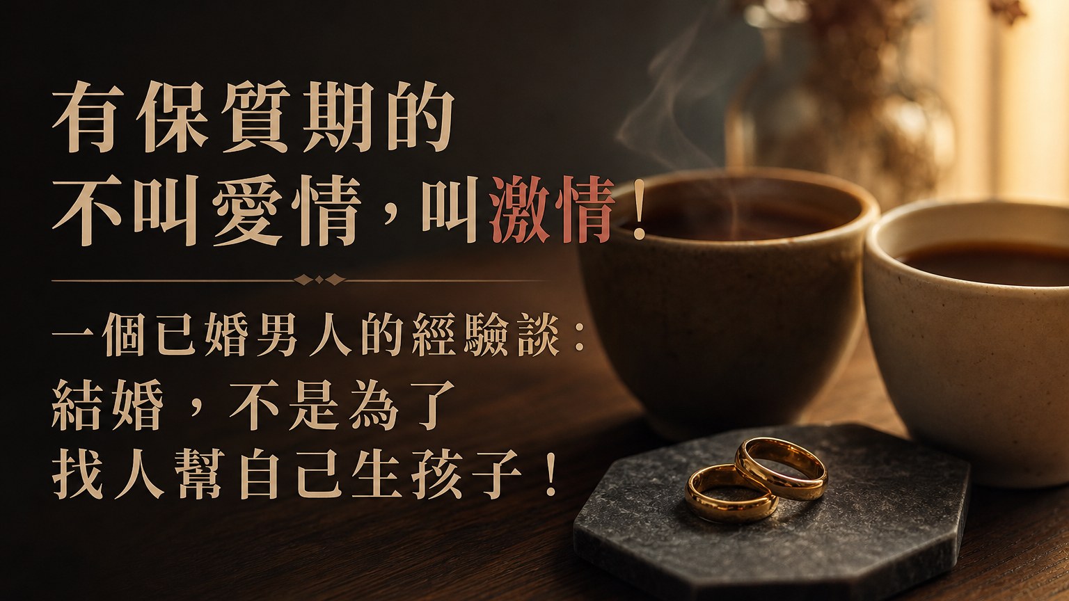 有保質期的不叫愛情，叫激情！一個已婚男人的經驗談：結婚，不是為了找人幫自己生孩子！