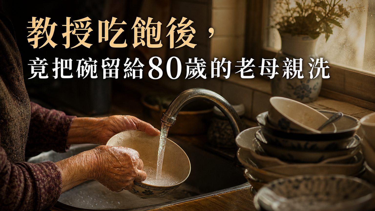 不孝？教授吃飽後，竟把碗留給 80歲的老母親洗：「媽，洗碗嘍…」文章雖短， 卻很感人..