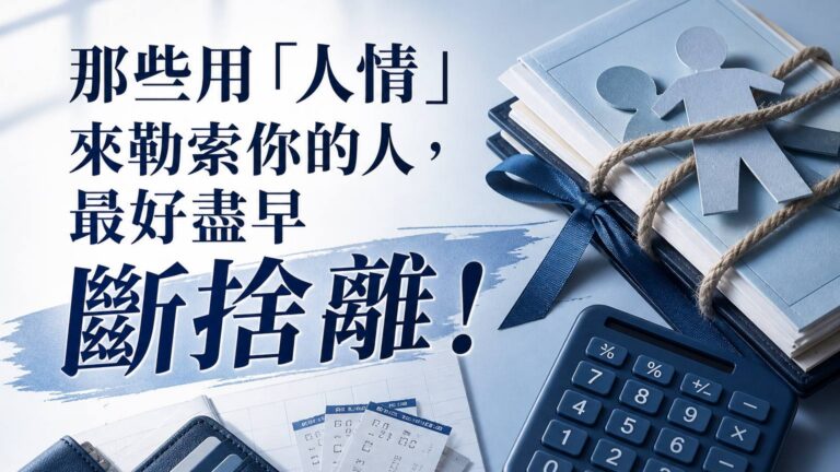 那些用「人情」來勒索你的人，最好盡早 斷捨離！關係的本質是「交情」，不是交易…