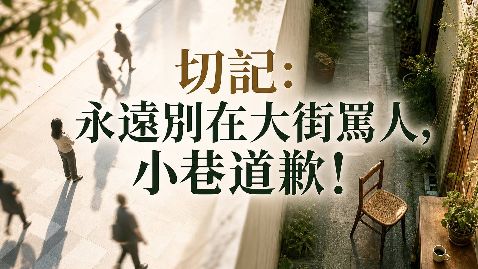 切記：永遠別在大街罵人，小巷道歉！（出社會後，千萬別期待有人教你…