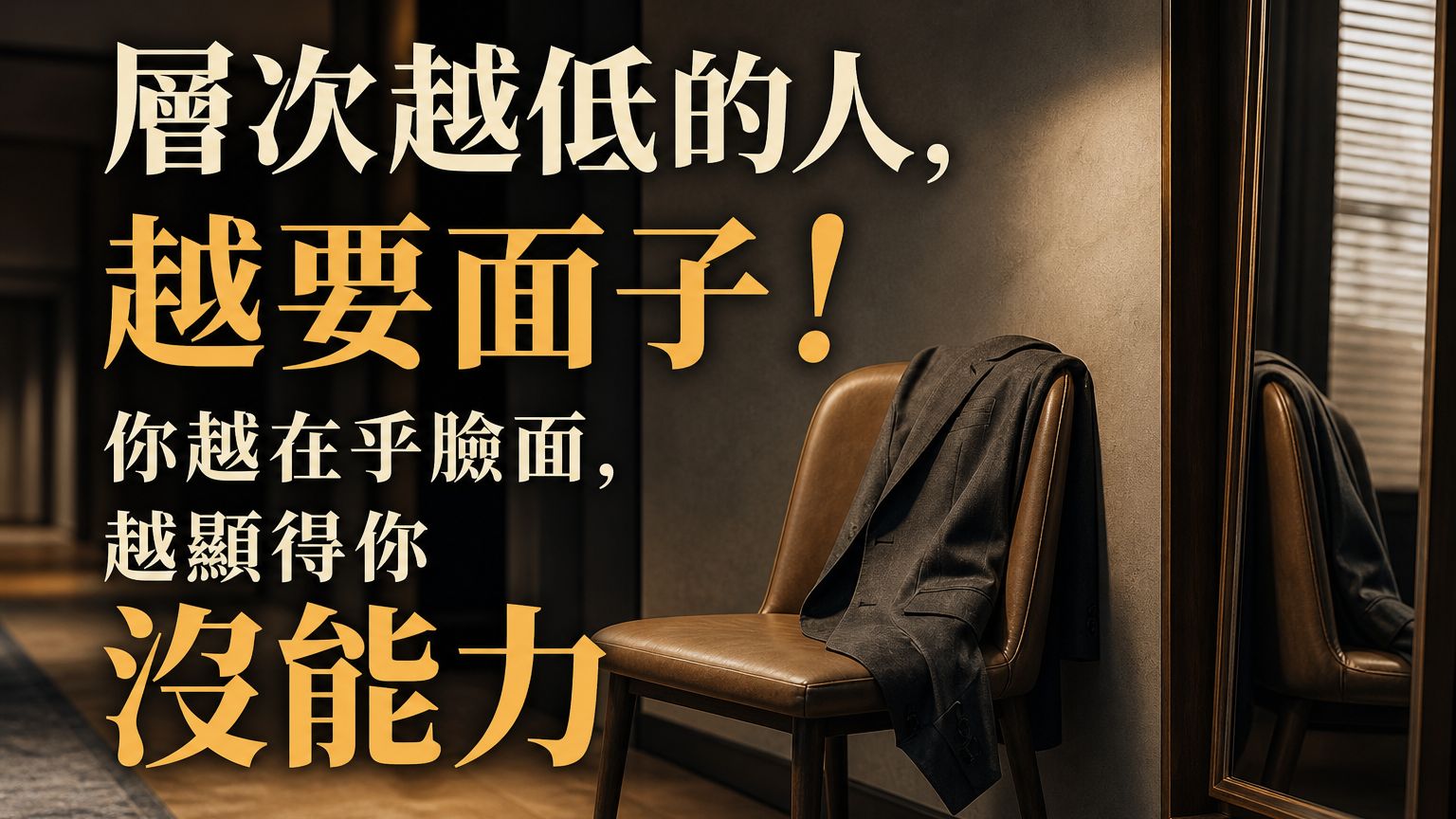 層次越低的人，越要面子！你越在乎臉面，越顯得你 沒能力…