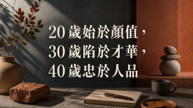 20 歲始於顏值，30 歲陷於才華，40 歲忠於人品 (深度好文)