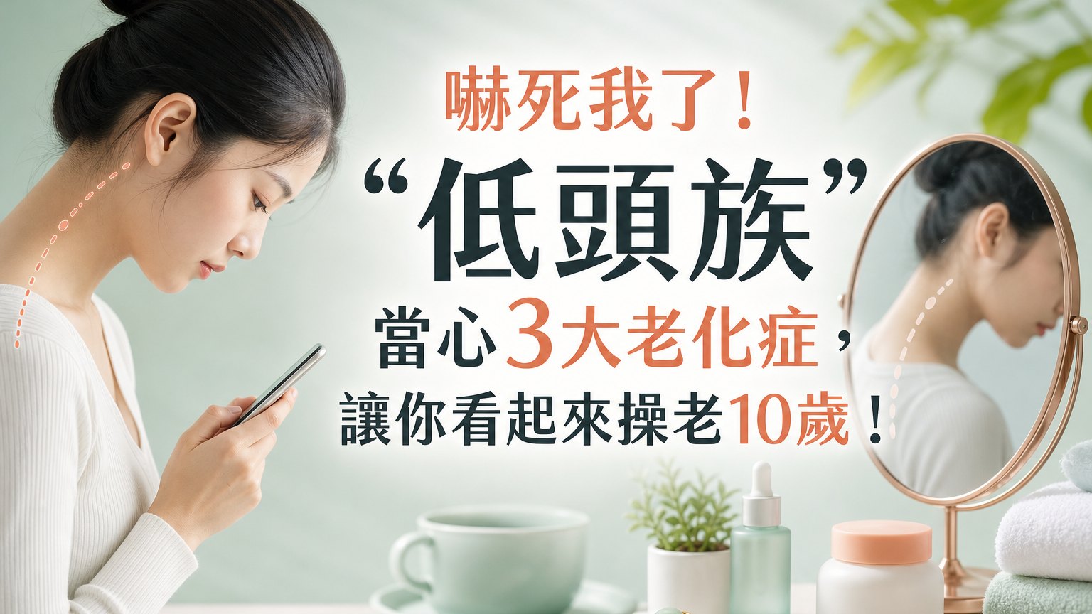 嚇死我了！“低頭族” 當心3大老化症，讓你看起來操老10歲！