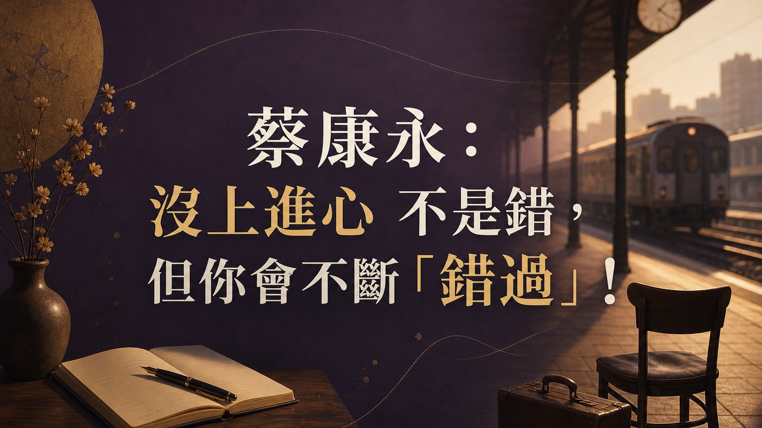 蔡康永：沒上進心 不是錯，但你會不斷「錯過」！這並不可恥，但也不光榮 (深度好文)