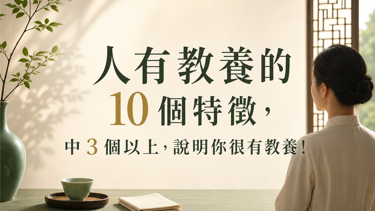 人有教養的 10 個特徵，中 3 個以上，說明你很有教養！