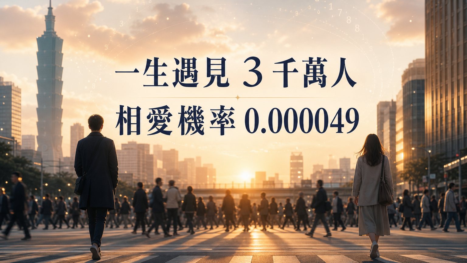 一生會遇到約 3千萬人，兩人相愛的機率是 0.000049！因此，遇見這 兩種人，一定要珍惜