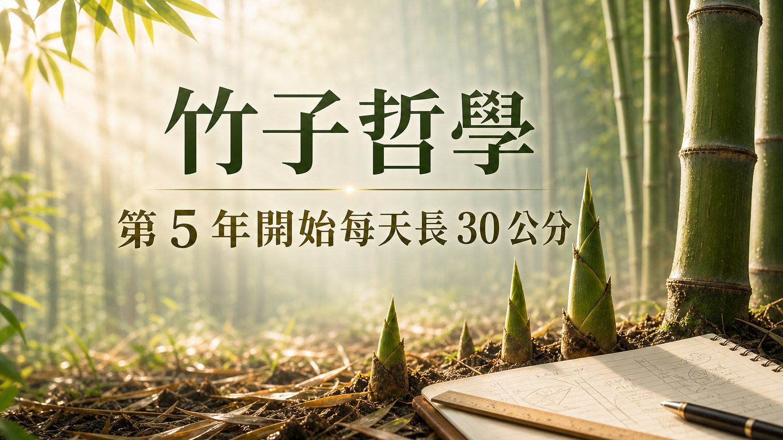 竹子哲學：竹子四年才長 3 公分，第 5年開始 每天長 30 公分！而我們有多少人 熬不過那 4年？