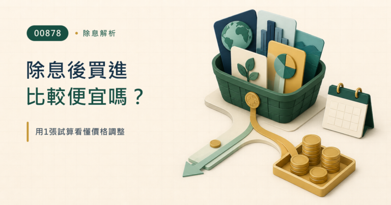 00878除息後買比較便宜嗎？用1張試算看懂1.01元價格調整