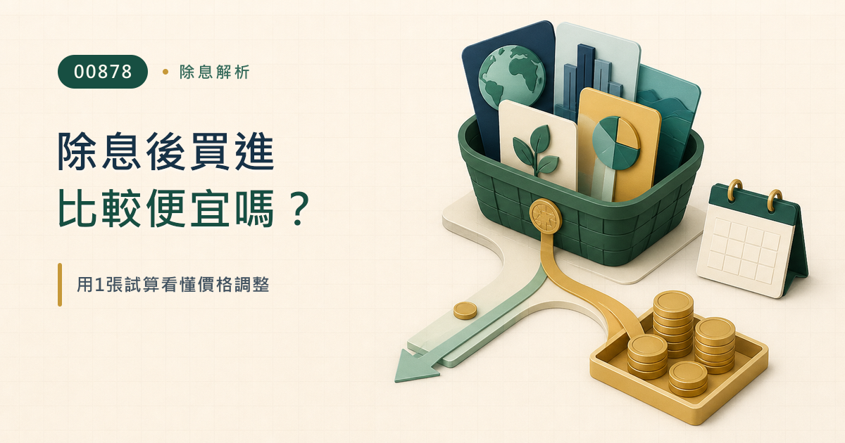 00878除息後買比較便宜嗎？用1張試算看懂1.01元價格調整
