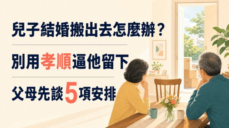 兒子結婚搬出去怎麼辦？別用孝順逼他留下：父母先談5項安排