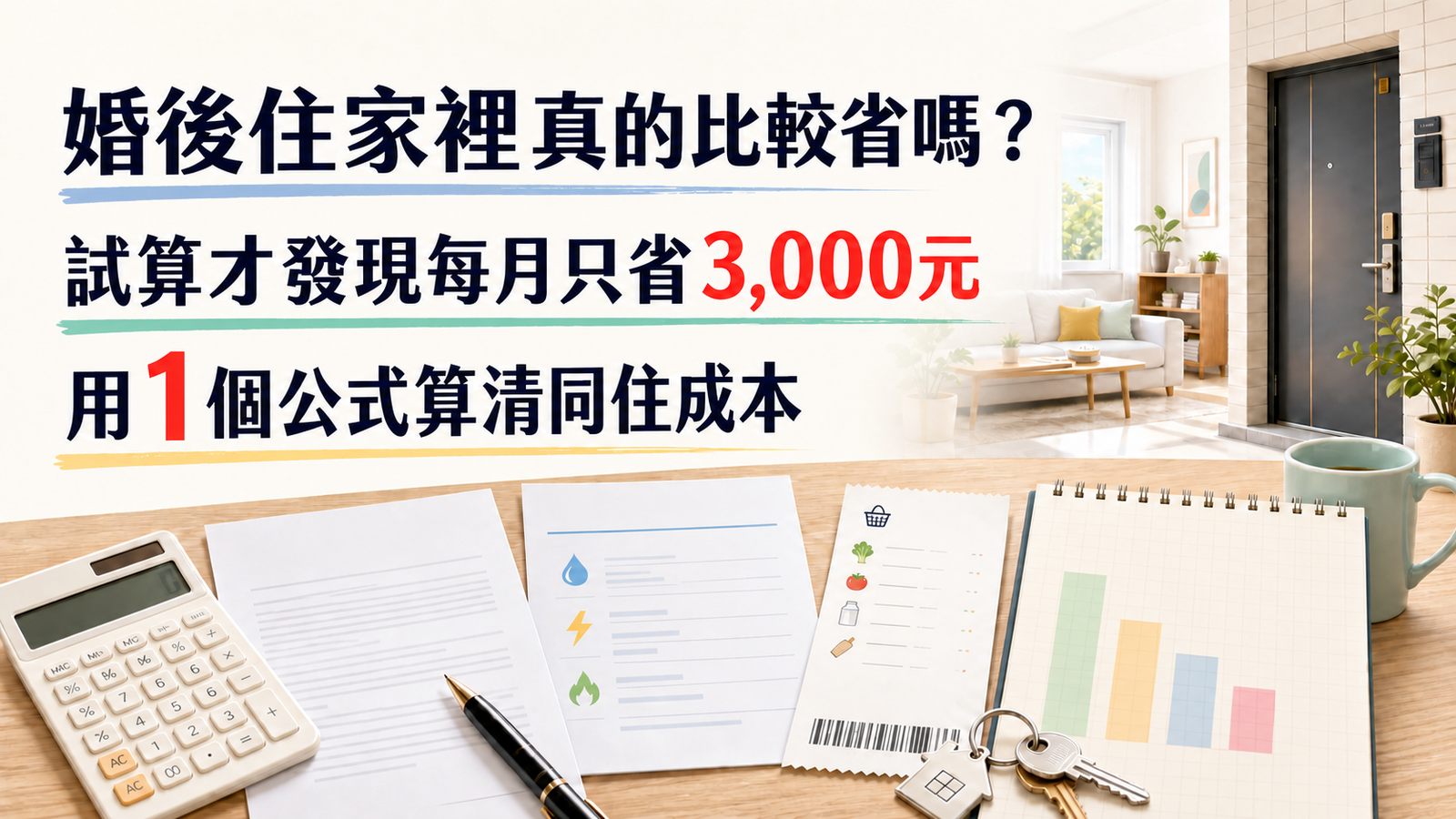 婚後住家裡真的比較省嗎？試算才發現每月只省3,000元：用1個公式算清同住成本