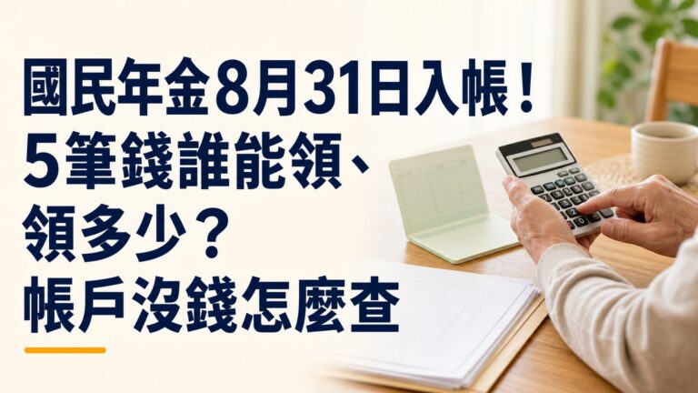 國民年金8月31日入帳！5筆錢誰能領、領多少？帳戶沒錢怎麼查