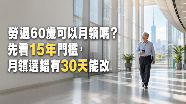 勞退60歲可以月領嗎？先看15年門檻，月領選錯有30天能改