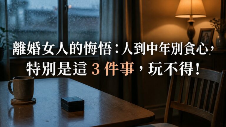 離婚女人的悔悟：人到中年別貪心，特別是這 3 件事，玩不得！