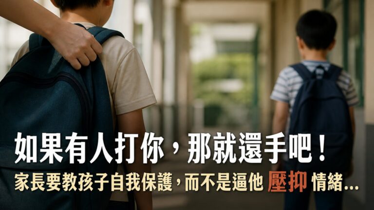 「如果有人打你，那就還手吧！」家長要教孩子自我保護，而不是逼他 壓抑 情緒…