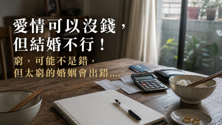 愛情可以沒錢，但結婚不行！ 窮，可能不是錯，但太窮的婚姻會出錯….