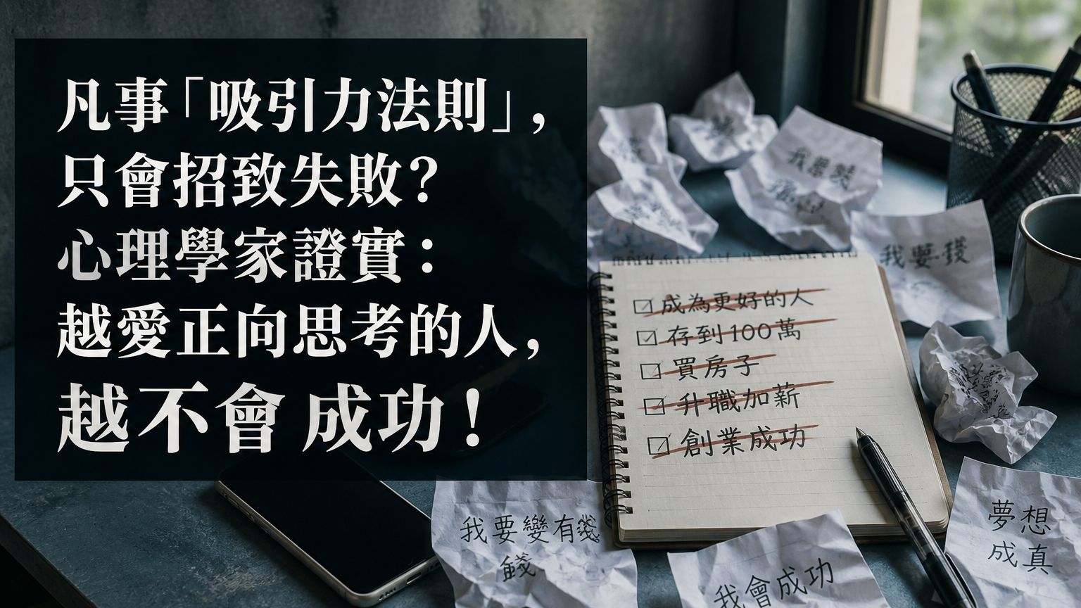 凡事「吸引力法則」，只會招致失敗？心理學家證實：越愛正向思考的人，越不會 成功！