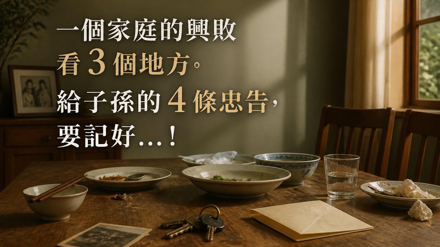 一個家庭的興敗 看 3 個地方。給子孫的 4 條忠告，要記好…！