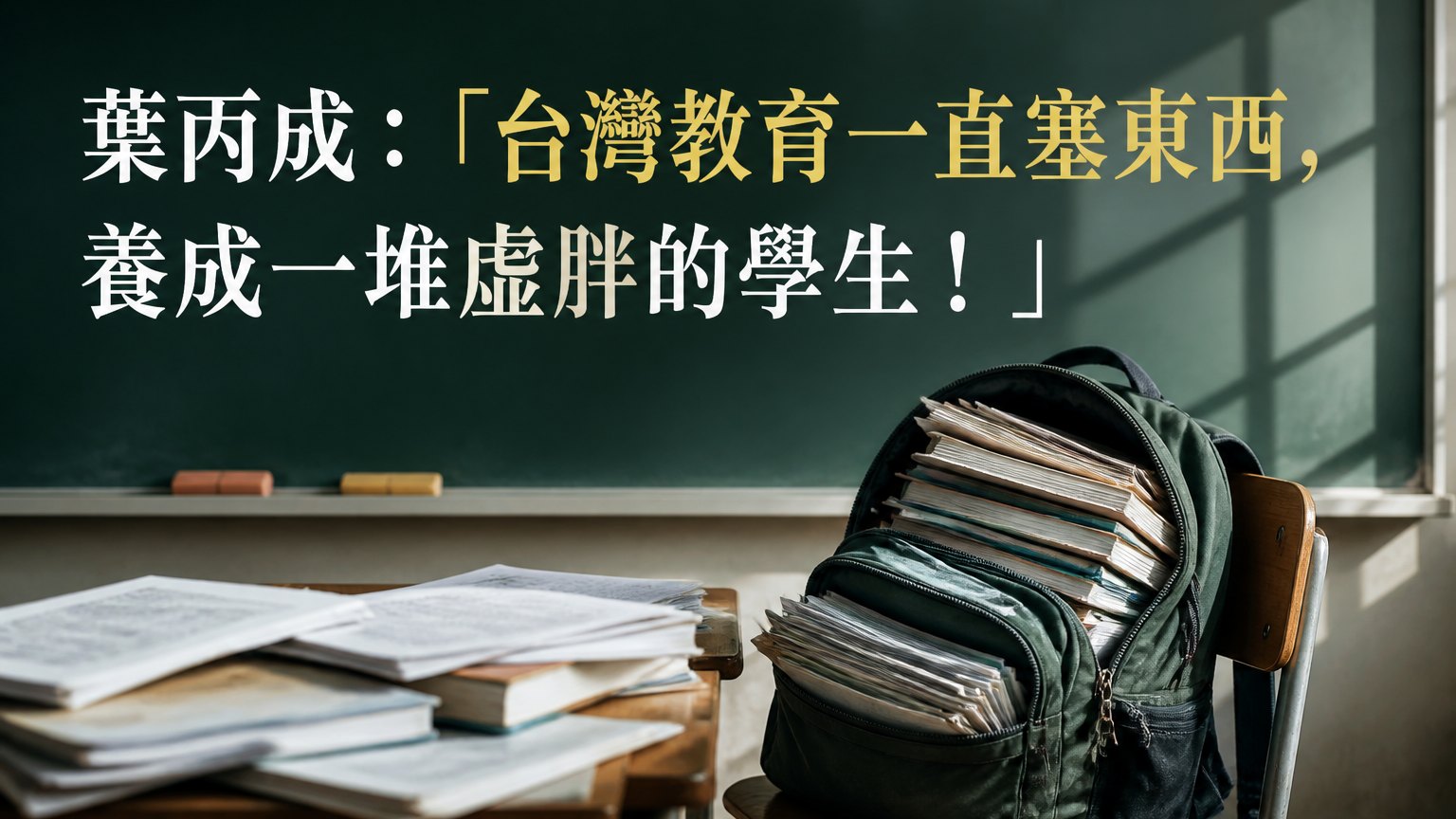 葉丙成：「台灣教育一直塞東西，養成一堆虛胖的學生！ 」越讓孩子餓，讓他們去 黑白學，收穫就越多