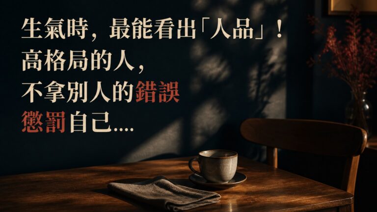 生氣時，最能看出「人品」！高格局的人，不拿別人的錯誤 懲罰自己…