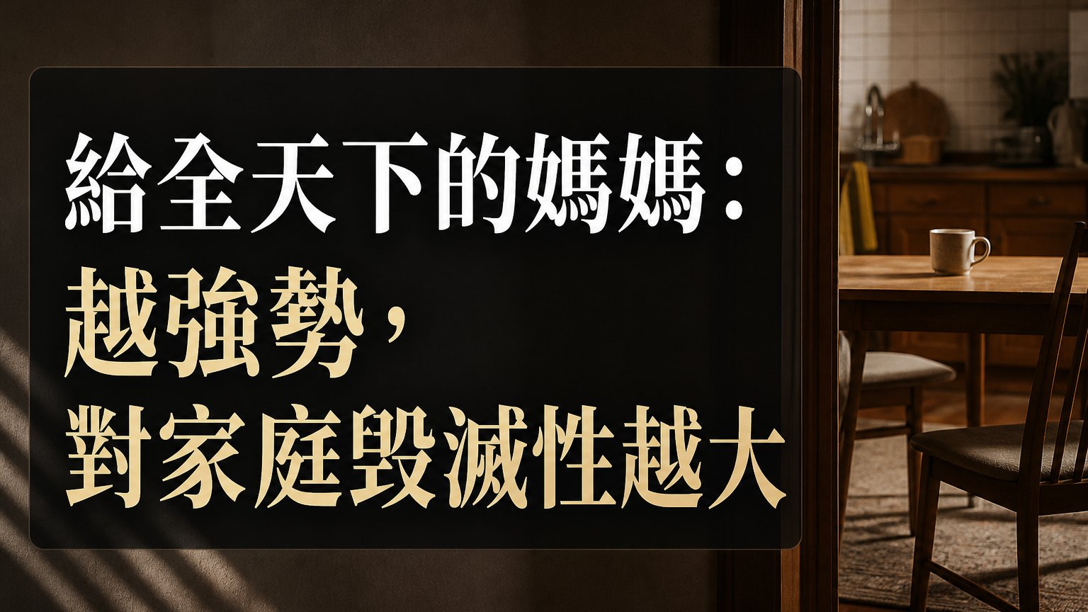 給全天下的媽媽：越強勢，對家庭毀滅性越大，你知道原因嗎？