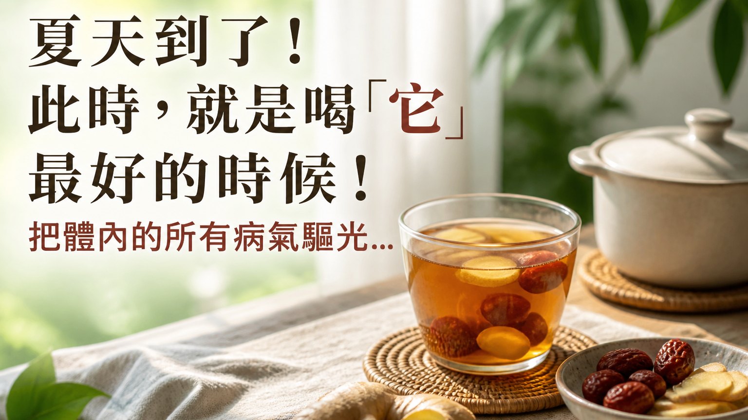 夏天到了！此時，就是喝「它」最好的時候！把體內的所有病氣驅光…