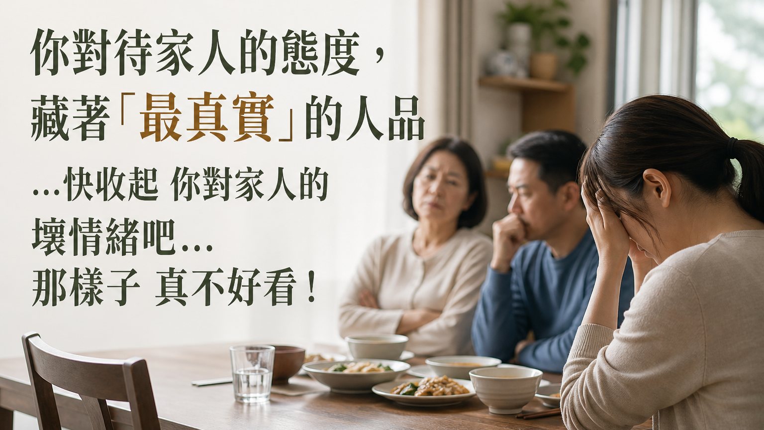 你對待家人的態度，藏著「最真實」的人品…快收起 你對家人的 壞情緒吧…那樣子 真不好看！