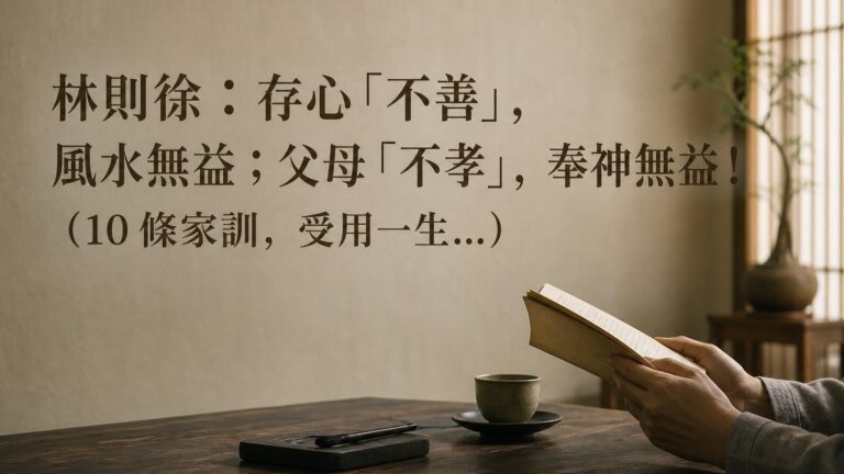 林則徐：存心「不善」，風水無益；父母「不孝」，奉神無益！ （10 條家訓，受用一生…）