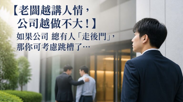 【老闆越講人情，公司越做不大！】如果公司 總有人「走後門」，那你可考慮跳槽了…