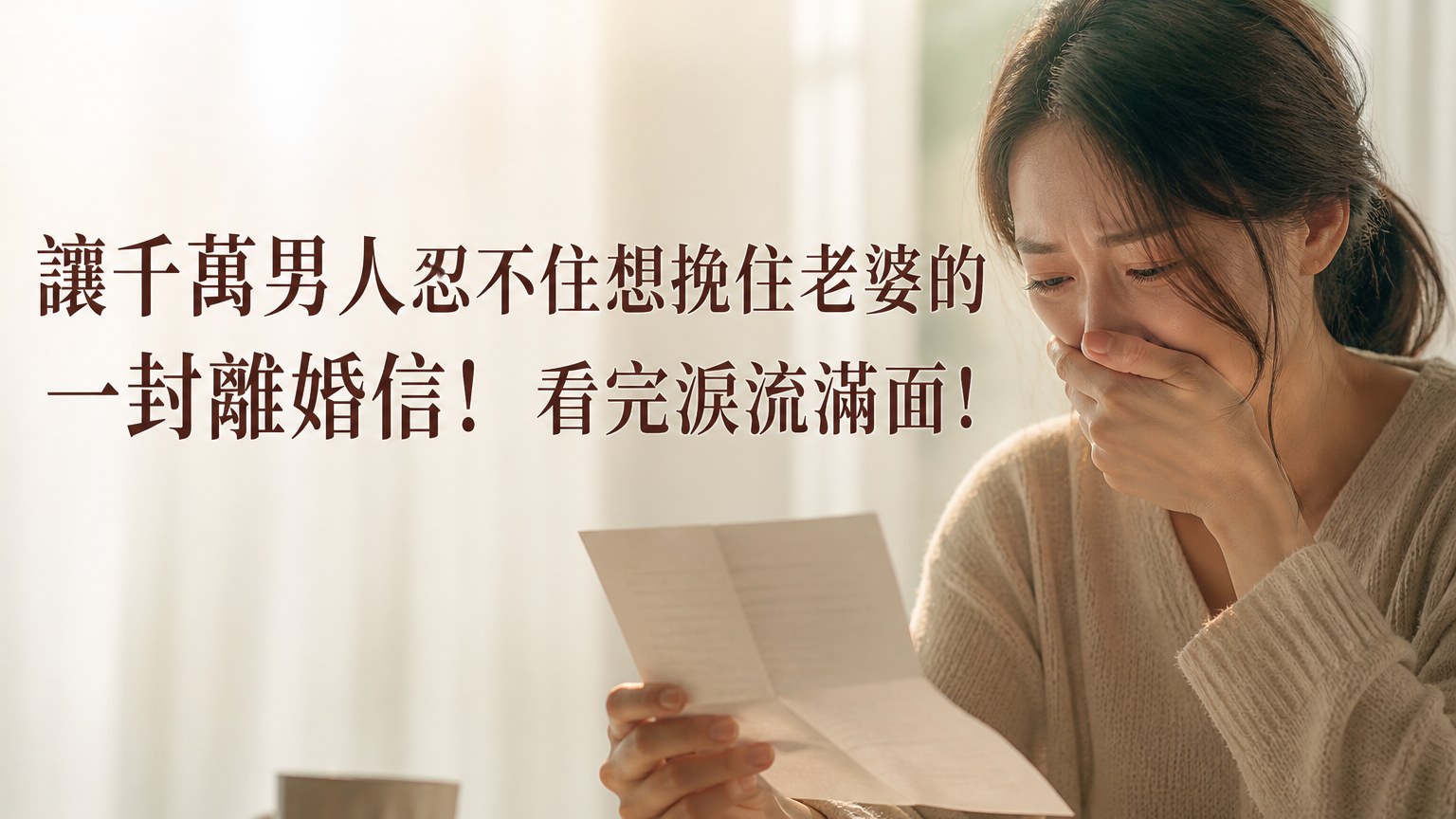 讓千萬男人忍不住想挽住老婆的一封離婚信！看完淚流滿面！