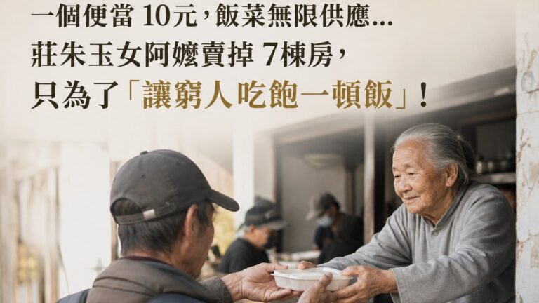 一個便當 10元，飯菜無限供應…莊朱玉女阿嬤賣掉 7棟房，只為了「讓窮人 吃飽一頓飯」！