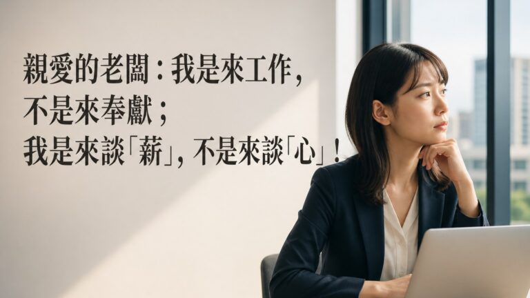 親愛的老闆：我是來工作，不是來奉獻； 我是來談「薪」，不是來談「心」！