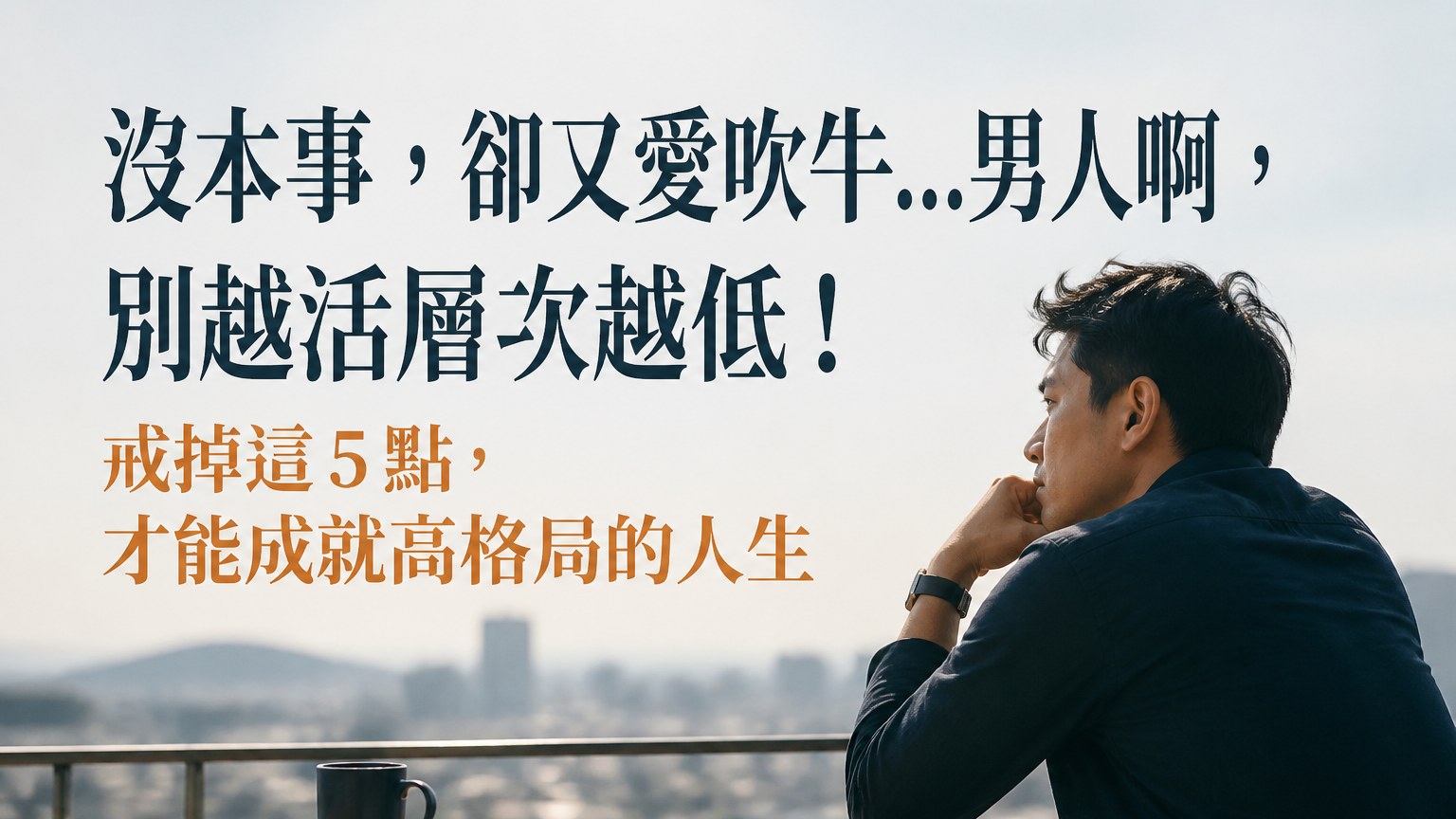 沒本事，卻又愛吹牛…男人啊，別越活層次越低！戒掉這 5 點，才能成就高格局的人生