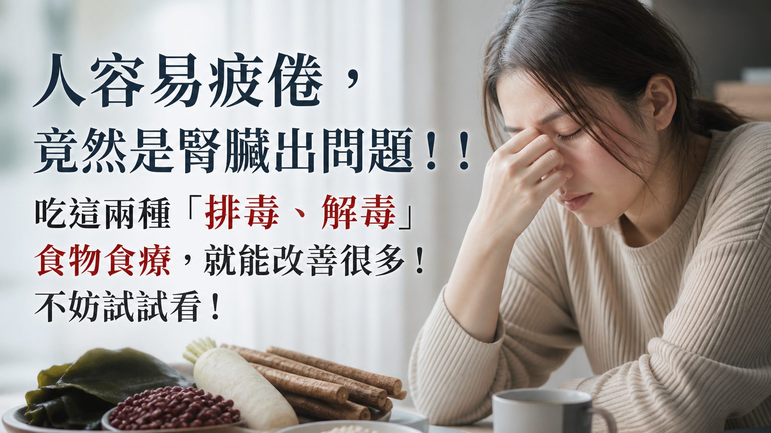 人容易疲倦，竟然是腎臟出問題！！吃這兩種「排毒、解毒」食物食療，就能改善很多！不妨試試看！