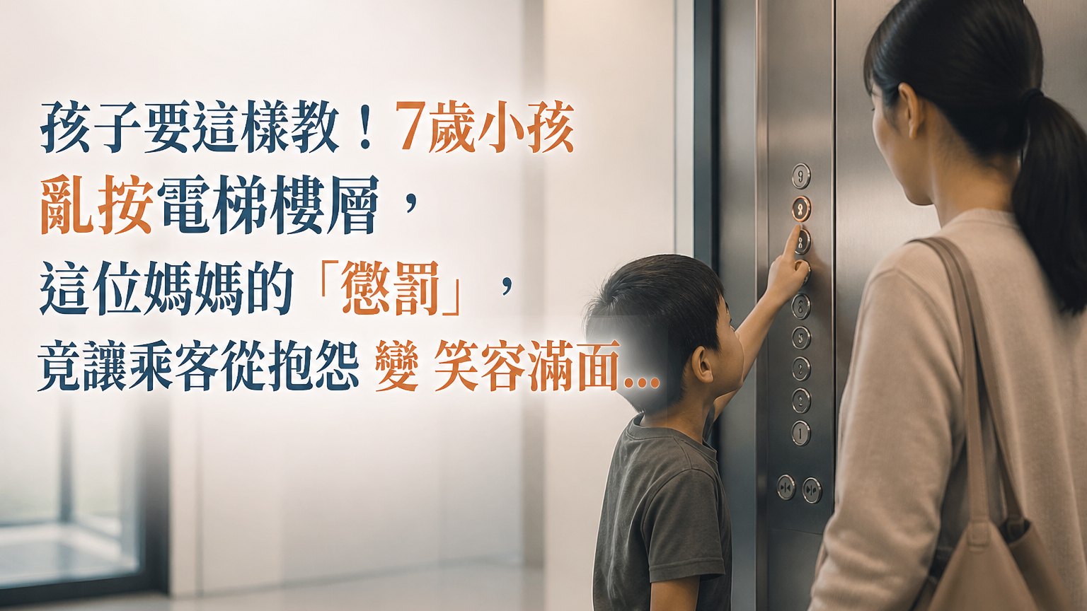 孩子要這樣教！7歲小孩 亂按電梯樓層，這位媽媽的「懲罰」，竟讓乘客從抱怨 變 笑容滿面…