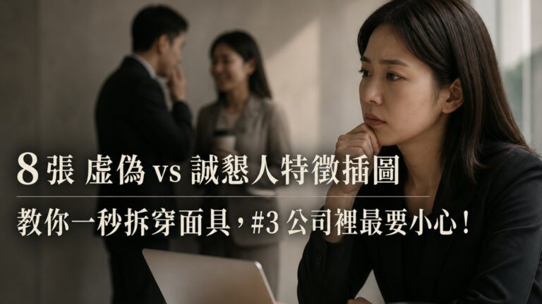 8 張 虛偽 vs 誠懇人特徵插圖 教你一秒拆穿面具，#3 公司裡最要小心！