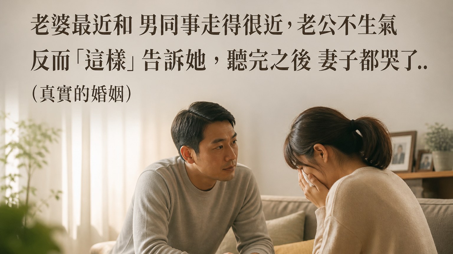 老婆最近和 男同事走得很近，老公不生氣 反而「這樣」告訴她，聽完之後 妻子都哭了…(真實的婚姻)