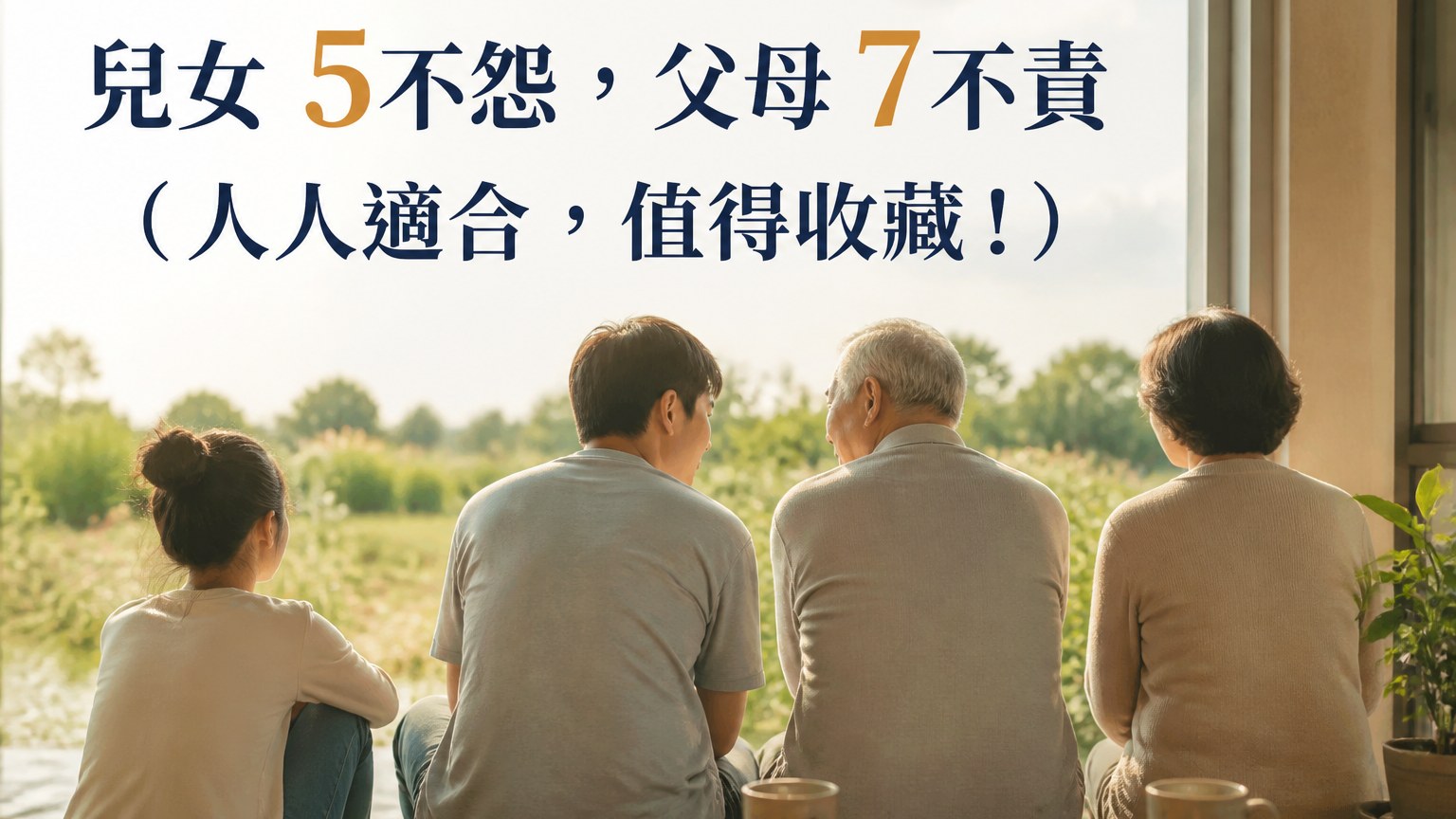 兒女 5不怨，父母 7不責 （人人適合，值得收藏！）