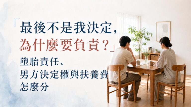 「最後不是我決定，為什麼要負責？」墮胎責任、男方決定權與扶養費怎麼分