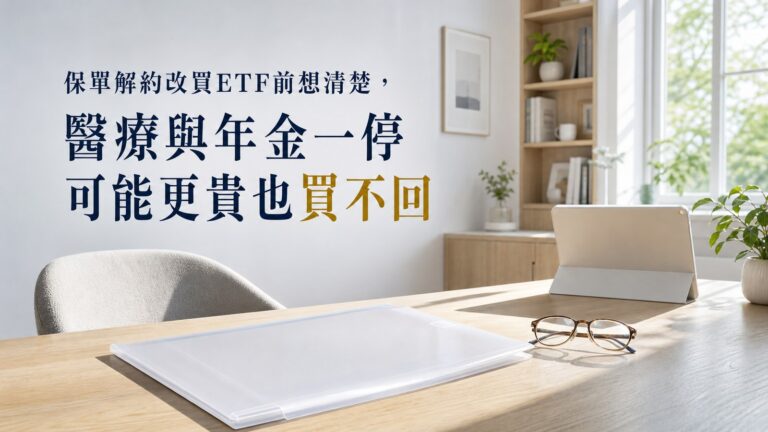 保單解約改買ETF前想清楚，醫療與年金一停可能更貴也買不回