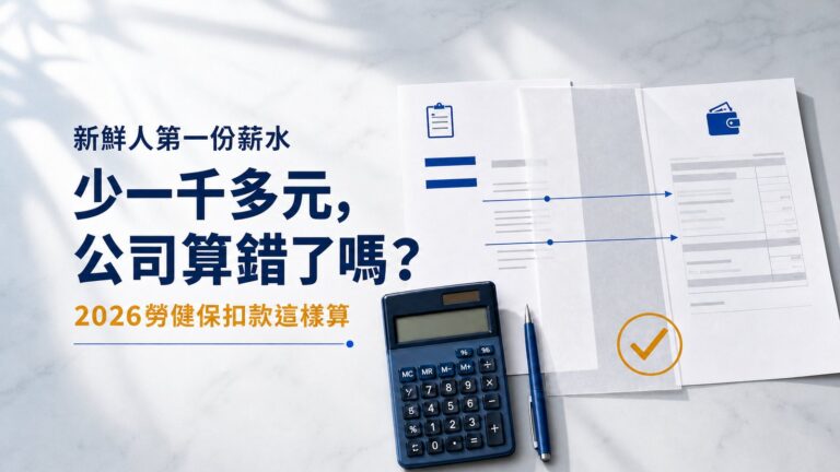 新鮮人第一份薪水少一千多元，公司算錯了嗎？2026勞健保扣款這樣算